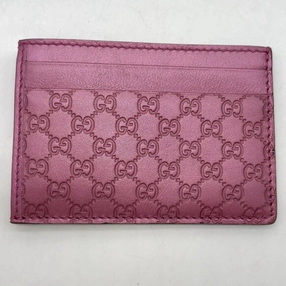 Auth GUCCI MicroGG GuccissimaShima Leather Pink Card Case - Picture 2 of 11